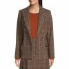 Wholesale ❤️ Alex Marie Britten Plaid Print Notch Lapel Long Sleeve Button Front Wool Blend Jacket Mal Plaid 😀