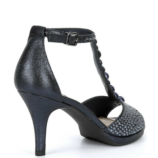 Coupon 👍 Alex Marie Leneta Pearl Embellished T-Strap 🩴 Sandals Black 🤩 - Image 2