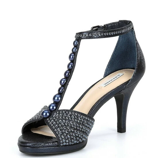 Coupon 👍 Alex Marie Leneta Pearl Embellished T-Strap 🩴 Sandals Black 🤩 - Image 4