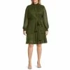 Cheap 🥰 Alex Marie Plus Size Rosalia Long Split Sleeve Mock Neck Tie Waist 👗 Dress Olive ✨