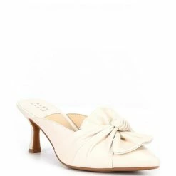 Best Pirce ⌛ Alex Marie Audrene Leather Point Toe Bow Mules Cloud White 💯