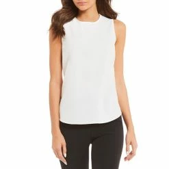 Budget 🔔 Alex Marie Evelyn Round Neck Sleeveless Woven Top White ❤️