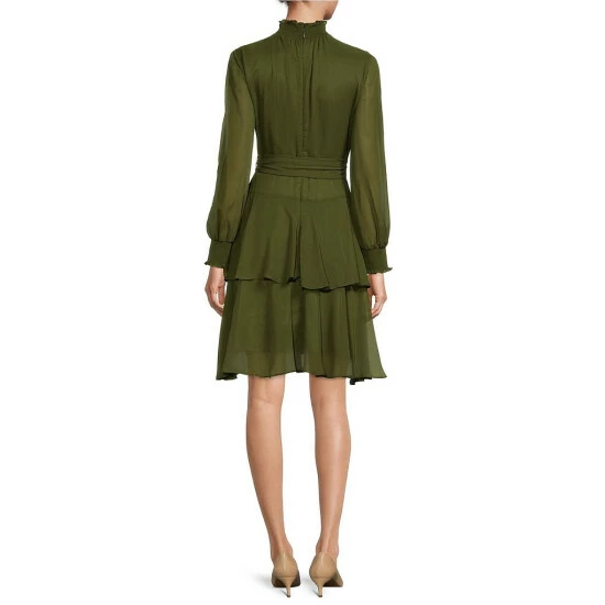 Budget 🔥 Alex Marie Petite Size Rosalia Long Split Sleeve V-Neck 👗 Dress Olive 🤩 2 Budget 🔥 Alex Marie Petite Size Rosalia Long Split Sleeve V-Neck 👗 Dress Olive 🤩 - Image 2