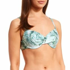 Wholesale ❤️ Alex Marie Tropicali Print Twist Underwire Molded Bra Swim Top Aqua 😉