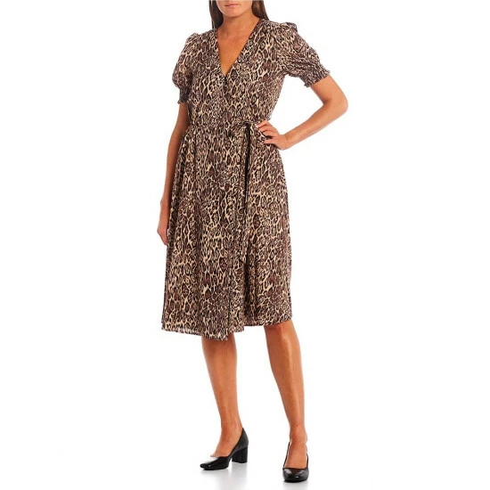 Wholesale ⭐ Alex Marie Ashlyn Cheetah Short Sleeve V-Neck Wrap 👗 Dress 🛒 1 Wholesale ⭐ Alex Marie Ashlyn Cheetah Short Sleeve V-Neck Wrap 👗 Dress 🛒