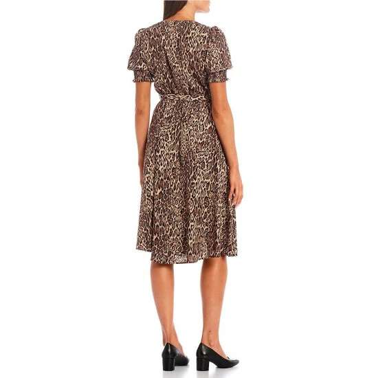 Wholesale ⭐ Alex Marie Ashlyn Cheetah Short Sleeve V-Neck Wrap 👗 Dress 🛒 2 Wholesale ⭐ Alex Marie Ashlyn Cheetah Short Sleeve V-Neck Wrap 👗 Dress 🛒 - Image 2