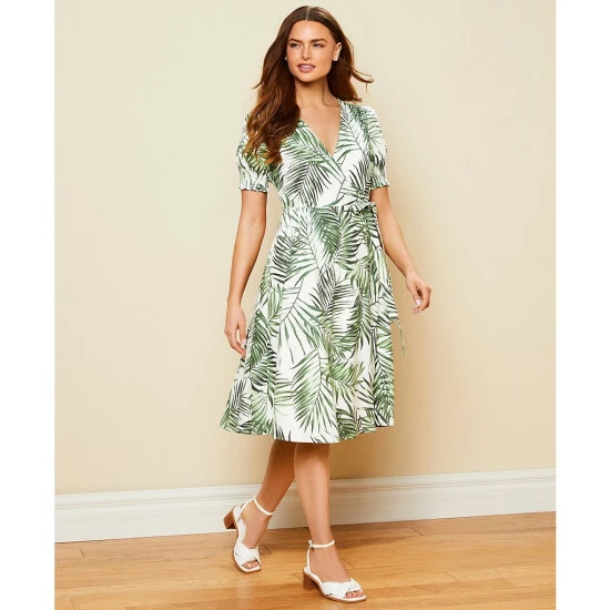 Best reviews of ✨ Alex Marie Ashlyn Palm Print Short Puff Sleeve V-Neck Wrap 👗 Dress ⭐ 3 Best reviews of ✨ Alex Marie Ashlyn Palm Print Short Puff Sleeve V-Neck Wrap 👗 Dress ⭐ - Image 3