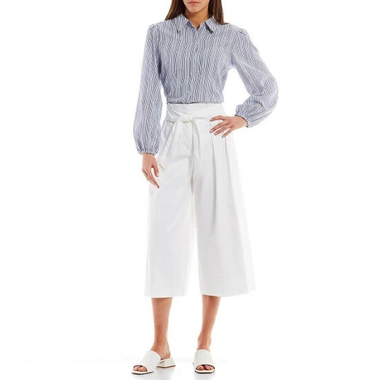 Top 10 🔥 Alex Marie Logan Button Down Collar Long Sleeve Elastic Cuff Striped Blouse Blue/white 😉 - Image 3