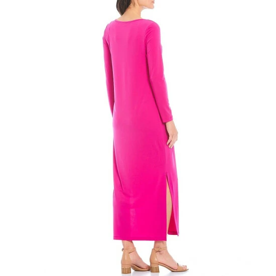 Hot Sale π Alex Marie Tonya Scoop Neck Long Sleeve Maternity Side Slit Maxi π Dress Orchid π - Image 2