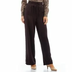 Discount ⭐ Alex Marie Michelle Satin Wide Leg Drawstring Elastic High Waisted Pants Espresso 🤩