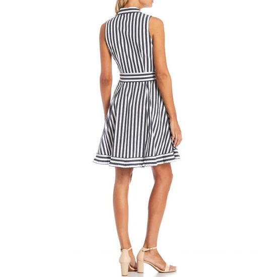 New ❤️ Alex Marie Tracey Gingham Stripe Point Collar Sleeveless 👗 Dress Blue/white 😀 - Image 2