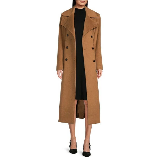 Top 10 ✔️ Alex Marie Stella Double Breasted Long Sleeve Button Front Trench 🧥 Coat Dark Camel ❤️ - Image 7
