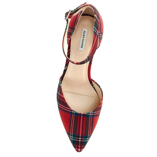 Deals 🎉 Alex Marie GenevieTwo Plaid 2-Piece Pointy Toe Block Heel Pumps Red/multi 🎁 - Image 5