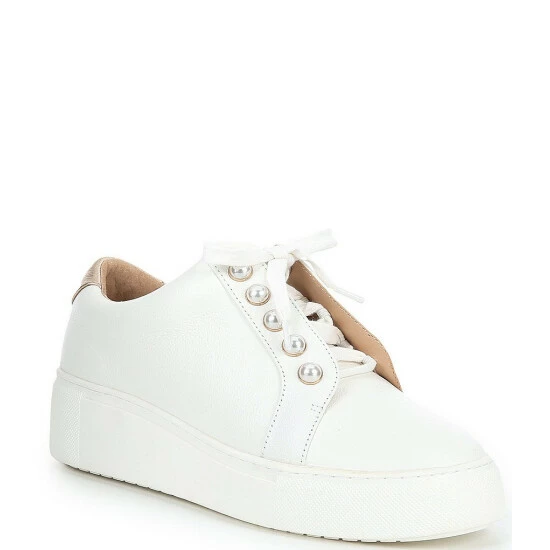 Outlet ๐ Alex Marie Wrenna Pearl Embellished Leather Platform ๐ Sneakers White/soft Gold ๐ 1 Outlet ๐ Alex Marie Wrenna Pearl Embellished Leather Platform ๐ Sneakers White/soft Gold ๐