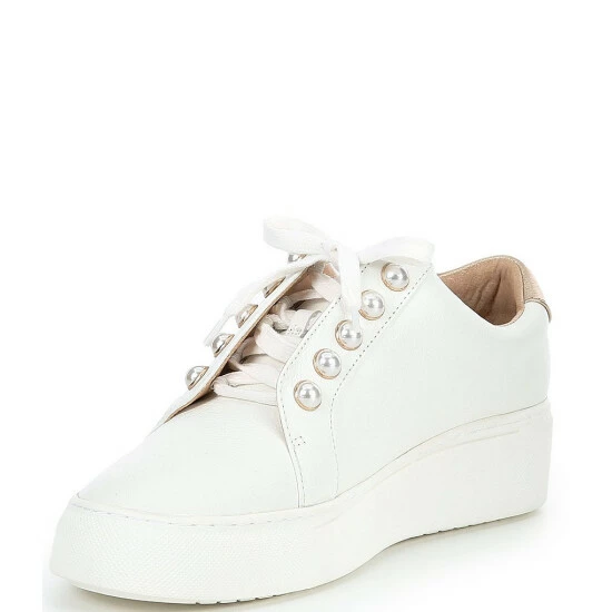 Outlet ๐ Alex Marie Wrenna Pearl Embellished Leather Platform ๐ Sneakers White/soft Gold ๐ 4 Outlet ๐ Alex Marie Wrenna Pearl Embellished Leather Platform ๐ Sneakers White/soft Gold ๐ - Image 4
