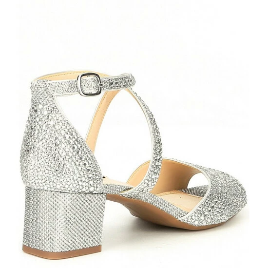 Top 10 ✨ Alex Marie Seyland Rhinestone Cross Strap Ankle Strap Block Heel 🩴 Sandals Silver ✨ 2 Top 10 ✨ Alex Marie Seyland Rhinestone Cross Strap Ankle Strap Block Heel 🩴 Sandals Silver ✨ - Image 2