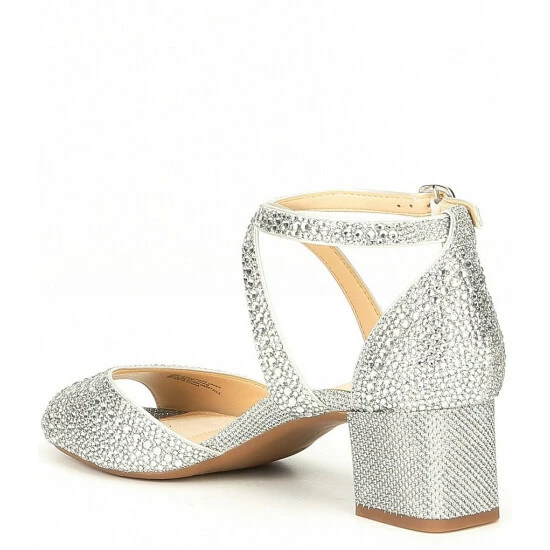 Top 10 ✨ Alex Marie Seyland Rhinestone Cross Strap Ankle Strap Block Heel 🩴 Sandals Silver ✨ 3 Top 10 ✨ Alex Marie Seyland Rhinestone Cross Strap Ankle Strap Block Heel 🩴 Sandals Silver ✨ - Image 3