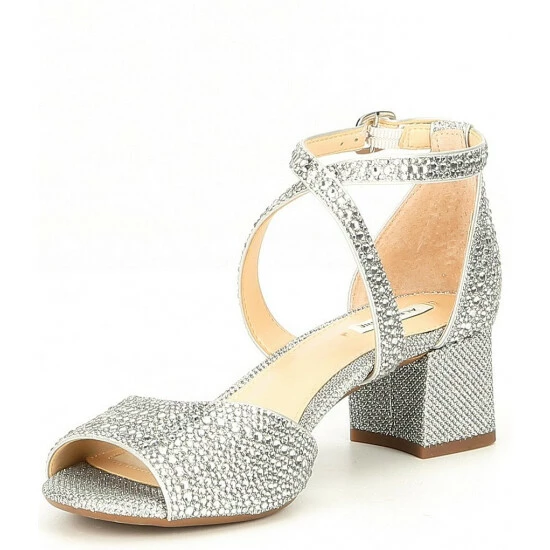 Top 10 ✨ Alex Marie Seyland Rhinestone Cross Strap Ankle Strap Block Heel 🩴 Sandals Silver ✨ 4 Top 10 ✨ Alex Marie Seyland Rhinestone Cross Strap Ankle Strap Block Heel 🩴 Sandals Silver ✨ - Image 4