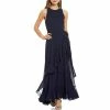 Cheap ⌛ Alex Marie Petite Size Colette Sleeveless Keyhole Neck Faux Wrap Maxi 👗 Dress Navy 🧨