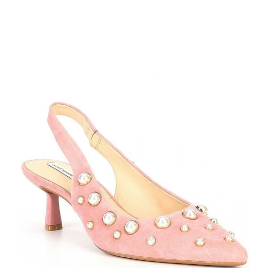 Wholesale ๐ Alex Marie Gracie Pearl Embellished Suede Slingback ๐ Dress Pumps Black โจ