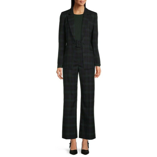 Hot Sale 😍 Alex Marie Rebecca Plaid Print Belted Pants Pine Plaid 🤩 - Image 3