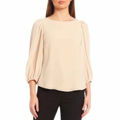 Buy ⭐ Alex Marie Lori Round Neck 3/4 Sleeve Elastic Cuff Blouse Black 🔥