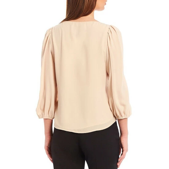 Buy ⭐ Alex Marie Lori Round Neck 3/4 Sleeve Elastic Cuff Blouse Black 🔥 - Image 2