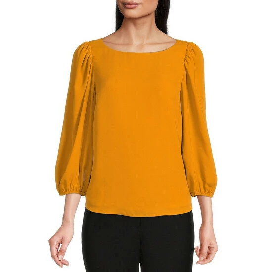 Buy ⭐ Alex Marie Lori Round Neck 3/4 Sleeve Elastic Cuff Blouse Black 🔥 - Image 9