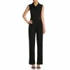 New ✨ Alex Marie Petite Size Zoey Stretch Crepe Cowl Neck Belted Sleeveless Jumpsuit Black 💯