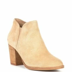 Outlet 👏 Alex Marie Gleneva Suede Chelsea Block Heel Booties Hazelnut 🧨