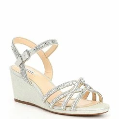 Brand new 🤩 Alex Marie Makira Rhinestone Embellished Strappy Wedge 🩴 Sandals Silver ✨