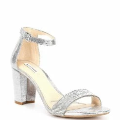 Buy 🤩 Alex Marie HalmarTwo Rhinestone Strap Block Heel 🩴 Sandals Silver 🧨