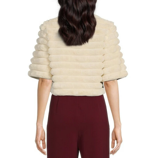 Cheapest ⌛ Alex Marie Alize Faux Fur Crew Neck Short Sleeve Cover Up Soft White ✔️ - Image 2