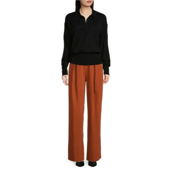 Outlet 😉 Alex Marie Alexa Polo Collar Long Sleeve Wool Blend Sweater Burgundy 😀 - Image 3