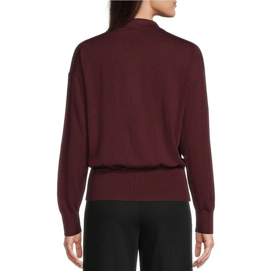Outlet 😉 Alex Marie Alexa Polo Collar Long Sleeve Wool Blend Sweater Burgundy 😀 - Image 5