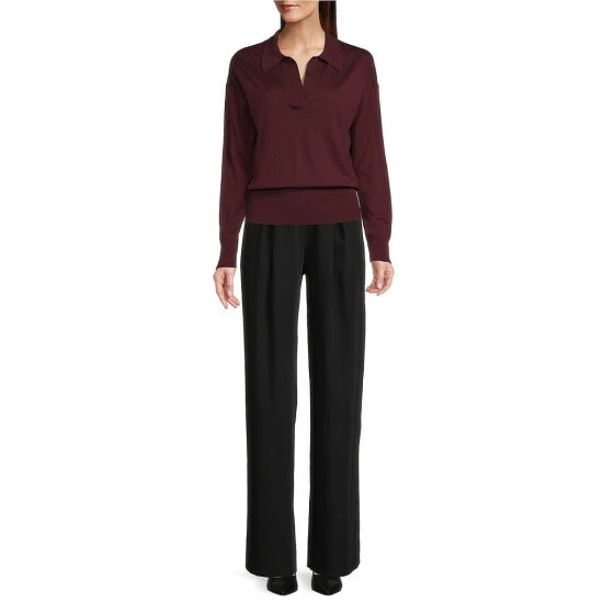 Outlet 😉 Alex Marie Alexa Polo Collar Long Sleeve Wool Blend Sweater Burgundy 😀 - Image 6