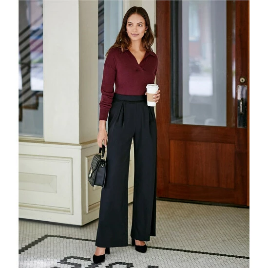 Outlet 😉 Alex Marie Alexa Polo Collar Long Sleeve Wool Blend Sweater Burgundy 😀 - Image 7