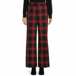 New 👍 Alex Marie Rebecca Belted Plaid Wide Leg Pants Black Plaid 🧨