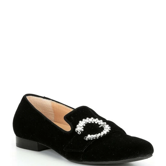 Buy ๐ฏ Alex Marie Andrean Velvet Jewel Buckle Loafers Black ๐