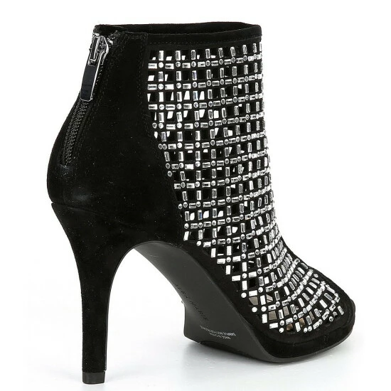 New ✨ Alex Marie Livia Suede Embellished Peep Toe Platform Shooties Black 🎉 - Image 2