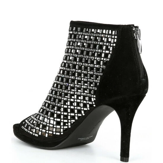 New ✨ Alex Marie Livia Suede Embellished Peep Toe Platform Shooties Black 🎉 - Image 3