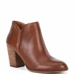 Promo 🎁 Alex Marie Gleneva Leather Chelsea Block Heel Western Booties Capri Tan 😉
