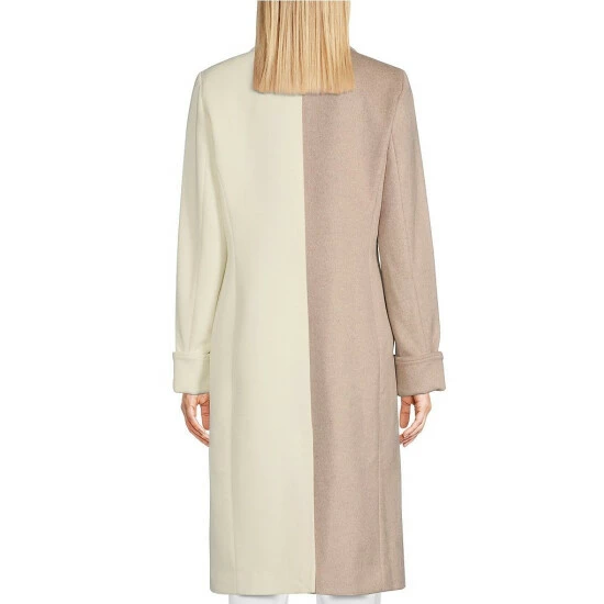 Hot Sale 👍 Alex Marie Isabella Dual Color Notch Lapel Wool Blend Peacoat Ivory 😀 - Image 2