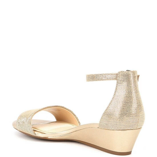 Buy โ๏ธ Alex Marie Mairitwo Metallic Leather Ankle Strap Wedge ๐ฉด Sandals New Nude/totes Gold ๐งจ - Image 3