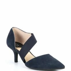Best deal 🤩 Alex Marie Brandlin Suede Asymmetrical Strap Pumps Seaport Navy ✔️