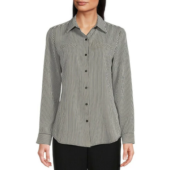 Buy 👏 Alex Marie Piper Stripe Print Button Down Collar Long Sleeve Blouse 🥰