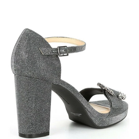 Promo ๐ Alex Marie Janessa Glitter Mesh Jewel Buckle Platform ๐ Dress ๐ฉด Sandals Pewter ๐ - Image 2