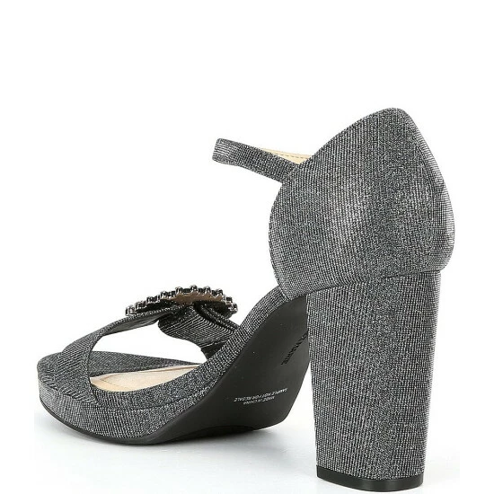 Promo ๐ Alex Marie Janessa Glitter Mesh Jewel Buckle Platform ๐ Dress ๐ฉด Sandals Pewter ๐ - Image 3