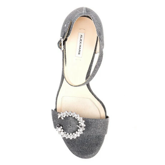 Promo ๐ Alex Marie Janessa Glitter Mesh Jewel Buckle Platform ๐ Dress ๐ฉด Sandals Pewter ๐ - Image 5