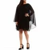 Best reviews of 😀 Alex Marie Plus Size Jordan Long Cape Round Neck Sleeveless A-Line Chiffon 👗 Dress Black 😀